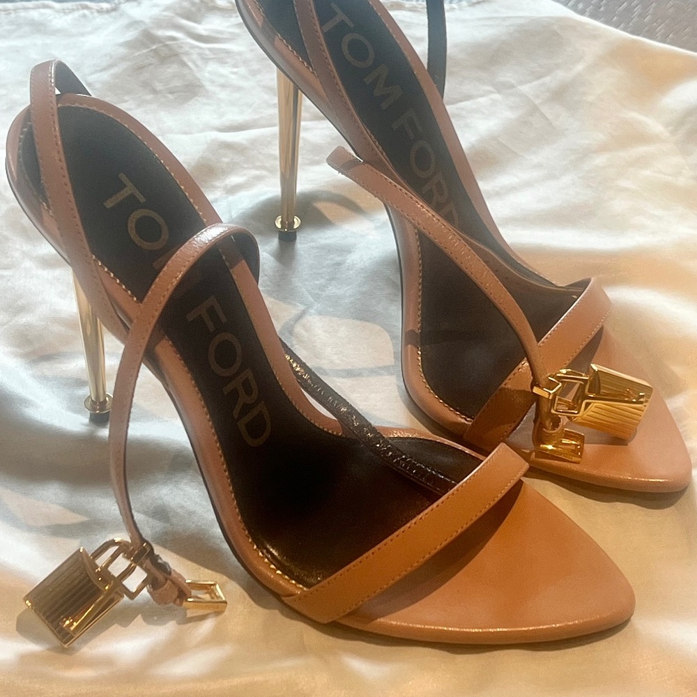 Tom Ford High Sandals: Lock & Key.  EU size 38. Fits Size 7-7.5